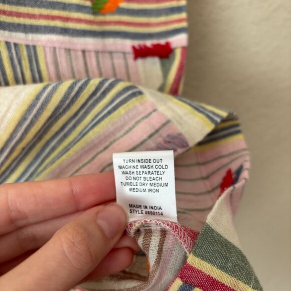 Ivy Jane Embroidered Cotton Mixed Stripe Boxy Boho Blouse Top - Picture 10 of 13